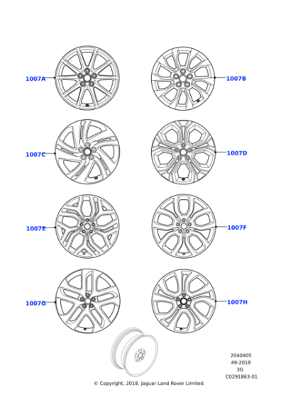 Alloy Wheel - 18" Style 5074, 5 split-spoke, Silver 