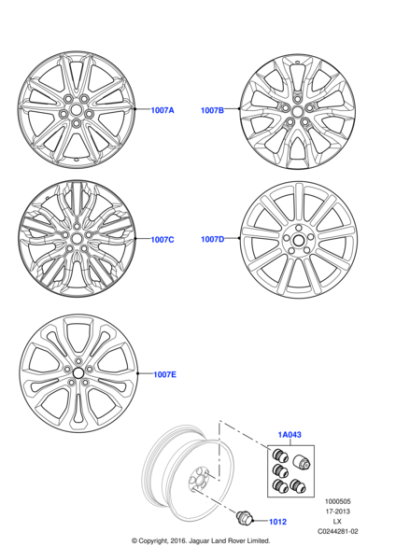 Alloy Wheel - 22" Style 5014, 5 split-spoke, Forged, Machine Polished