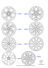 Range Rover 2015 Alloy Wheel - 20" Style 5011, 5 split-spoke, Gloss Black